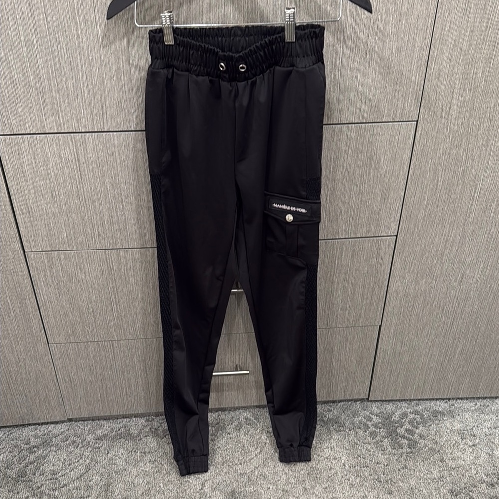 Maniere De Voir Black Jogger Pants with Pocket Detail